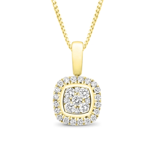 4 Prong Round Yellow Gold Silhouette pulse Pendant Necklaces