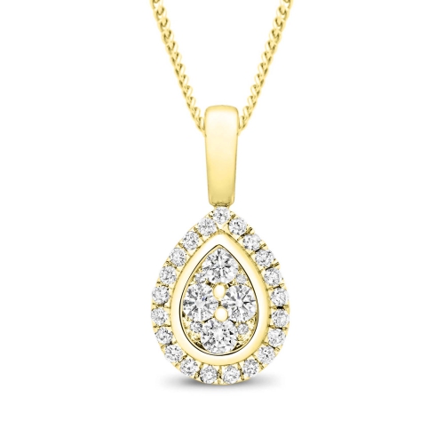 4 Prong Round Yellow Gold Helixband Pendant Necklaces