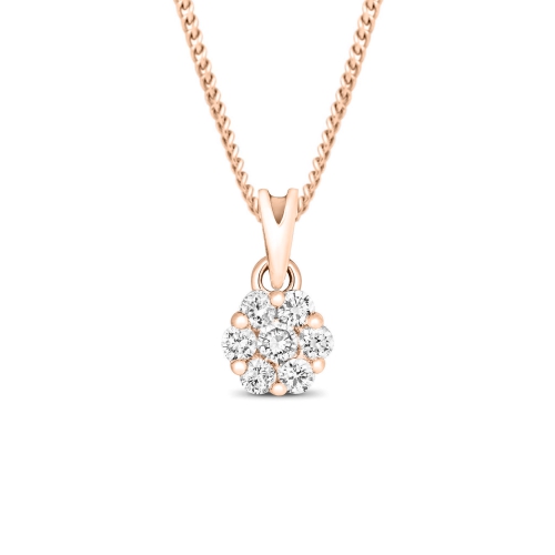 4 Prong Round Rose Gold Solitaire Pendant Necklaces