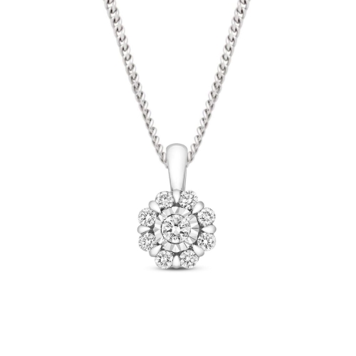 Cluster Solitaire Lab Grown Diamond Pendant Necklace for Women