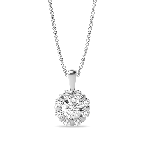 4 Prong Round Fancy illusion Moissanite Pendant Necklaces