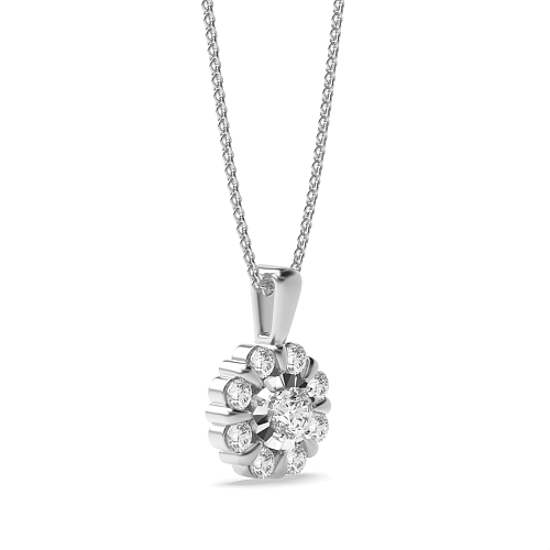 4 Prong Round Fancy illusion Moissanite Pendant Necklaces