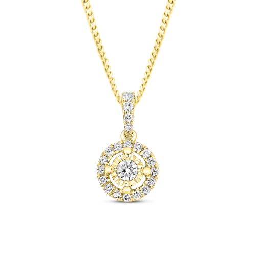 4 Prong Round Yellow Gold Solitaire Pendant Necklaces