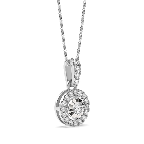4 Prong Round Beam Pendant Necklaces