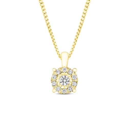 4 Prong Round Yellow Gold Polish Pendant Necklaces