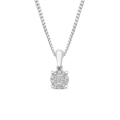 0.06 Carat Cluster Solitaire Lab Grown Diamond Pendant Necklace For Women