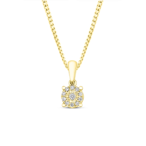 0.06 Carat Cluster Solitaire Diamond Pendant Necklace For Women