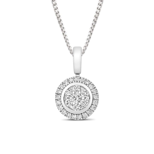 0.25 Carat Round Shape Cluster Solitaire Diamond Pendant Necklace for Women