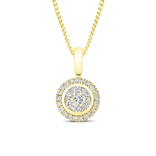 4 Prong Round Yellow Gold Blaze Pendant Necklaces