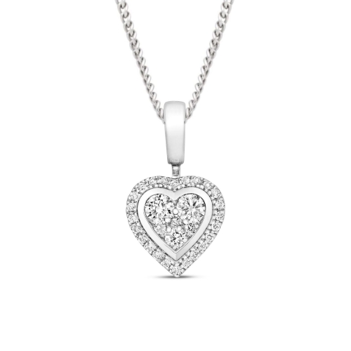 0.25 Carat Heart Shape Cluster Solitaire Moissanite Pendant Necklace for Women