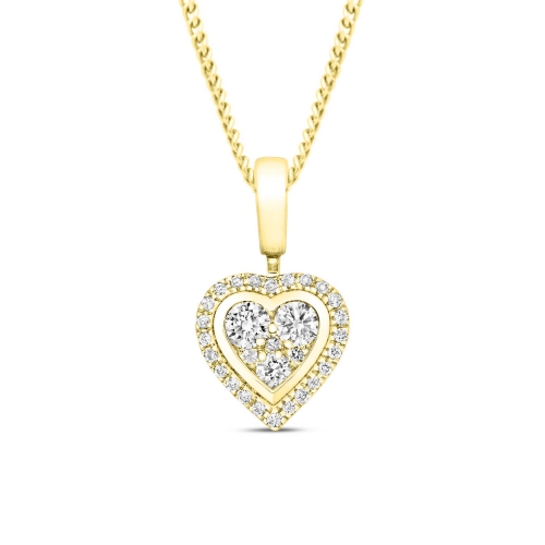 0.25 Carat Heart Shape Cluster Solitaire Diamond Pendant Necklace for Women