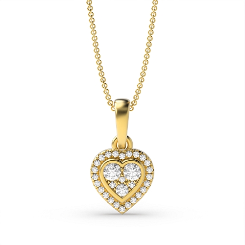 4 Prong Round Yellow Gold Gleam aura Pendant Necklaces