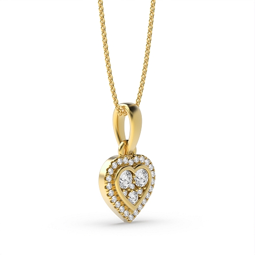 4 Prong Round Yellow Gold Gleam aura Pendant Necklaces