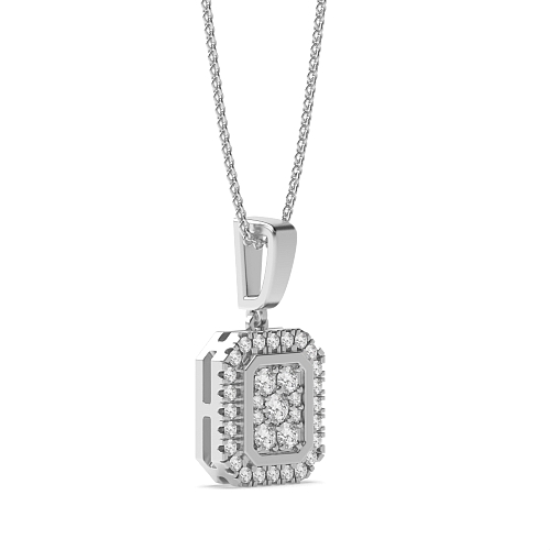 Pave Setting Round Platinum Spectral shine Cluster Pendant Necklaces