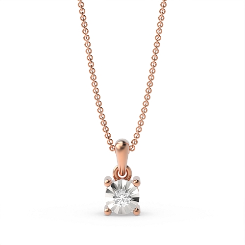 4 Prong Round Rose Gold Eclat veil Delicate Pendant Necklaces