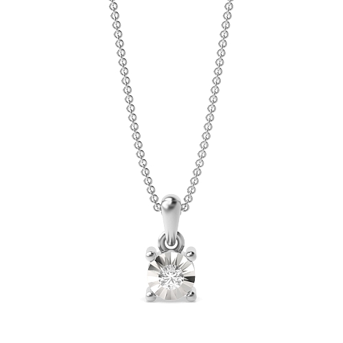 4 Prong Round Eclat veil Delicate Pendant Necklaces