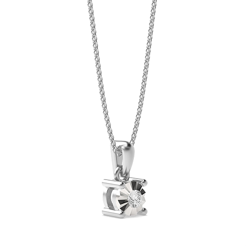 4 Prong Round Eclat veil Delicate Pendant Necklaces