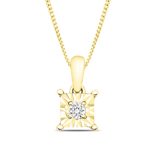 Look A Like Illusion Set Princess Cut Solitaire Diamond Pendant Necklace for Women