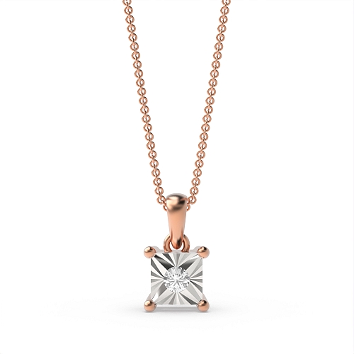 4 Prong Round Rose Gold Essence stream Delicate Pendant Necklaces