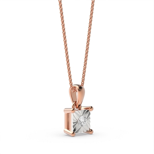 4 Prong Round Rose Gold Essence stream Delicate Pendant Necklaces
