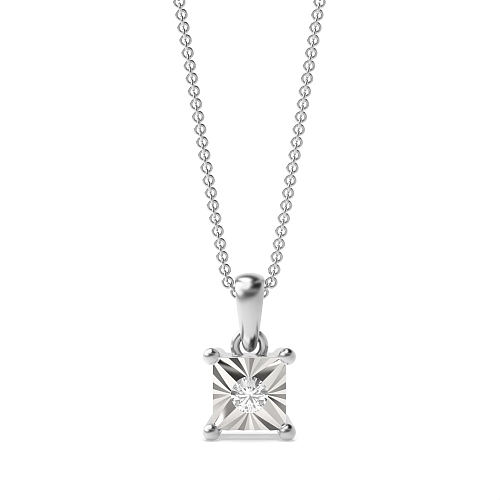 4 Prong Round Essence stream Delicate Pendant Necklaces
