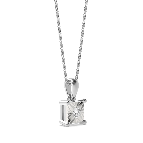 4 Prong Round Essence stream Delicate Pendant Necklaces