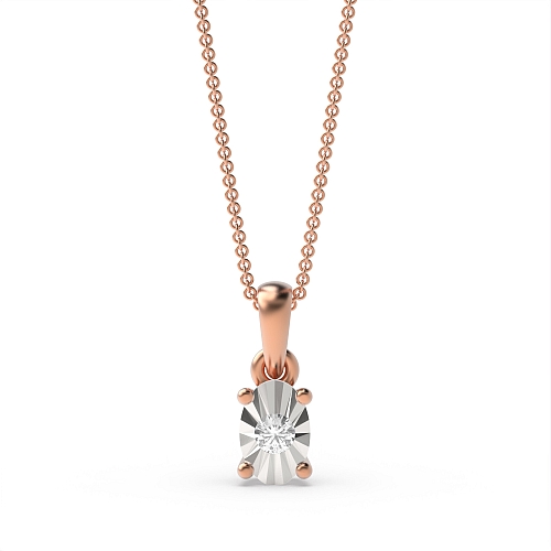 4 Prong Round Rose Gold Opulent radiant Delicate Pendant Necklaces