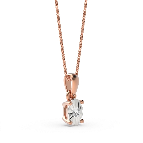 4 Prong Round Rose Gold Opulent radiant Delicate Pendant Necklaces