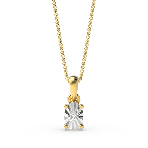 4 Prong Round Yellow Gold Opulent radiant Pendant Necklaces