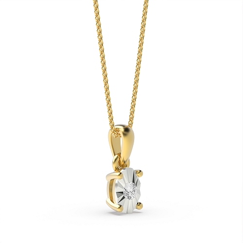 4 Prong Round Yellow Gold Opulent radiant Pendant Necklaces