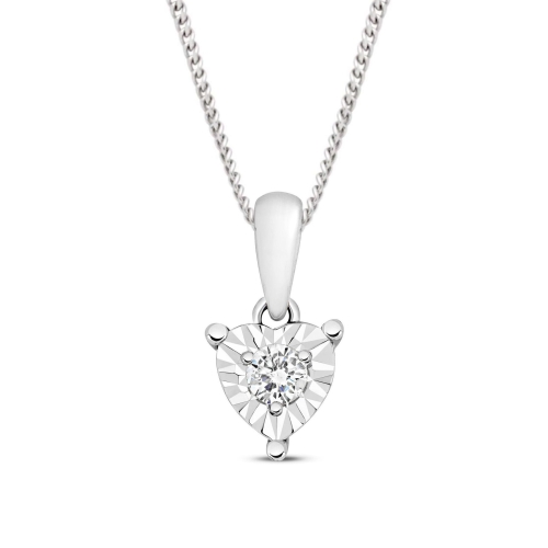 1/2 Look A Like Illusion Set Heart Shape Cluster Solitaire Moissanite Pendant Necklace