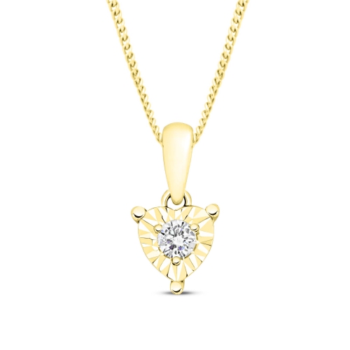 1/2 Look A Like Illusion Set Heart Shape Cluster Solitaire Diamond Pendant Necklace