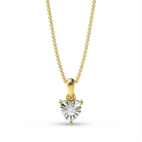3 Prong Round Yellow Gold Mystic sparkle Pendant Necklaces