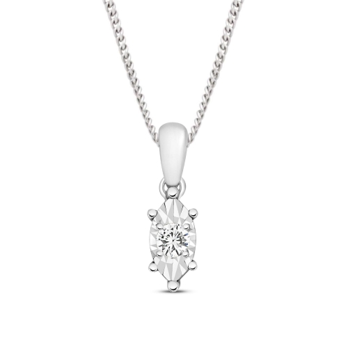 1/2 Look A Like Illusion Set Marquise Shape Solitaire Moissanite Pendant Necklace