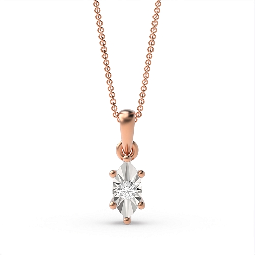 4 Prong Round Rose Gold Infinite luster Delicate Pendant Necklaces