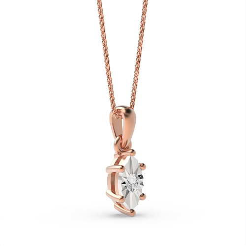 4 Prong Round Rose Gold Infinite luster Delicate Pendant Necklaces