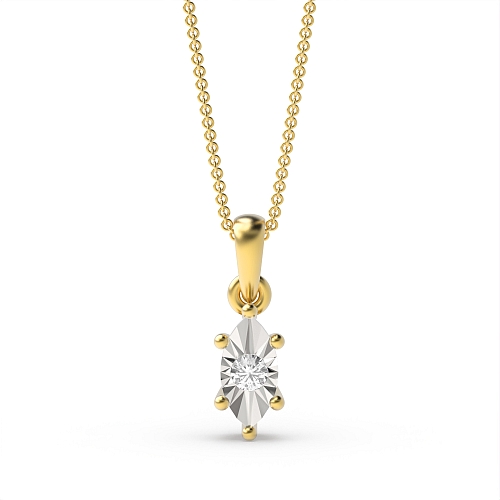 4 Prong Round Yellow Gold Infinite luster Pendant Necklaces