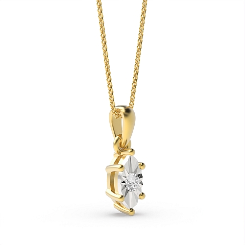 4 Prong Round Yellow Gold Infinite luster Pendant Necklaces