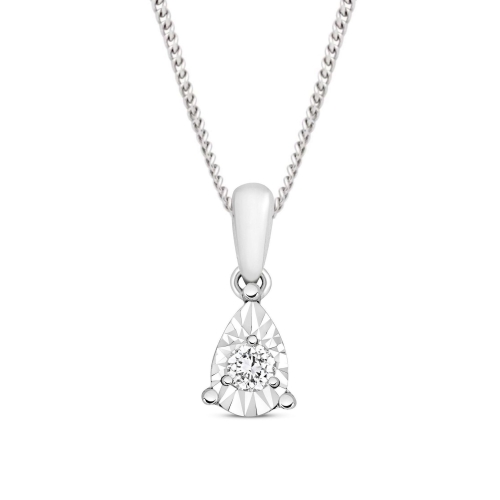 1/2 Look A Like Illusion Set Pear Shape Solitaire Moissanite Pendant Necklace