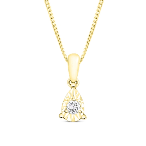 4 Prong Round Yellow Gold Solitaire Pendant Necklaces