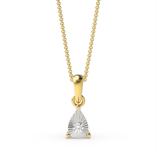 4 Prong Round Yellow Gold Boundless beam Pendant Necklaces