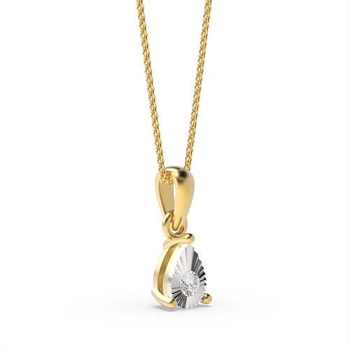 4 Prong Round Yellow Gold Boundless beam Pendant Necklaces