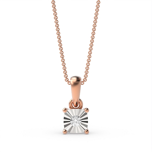 4 Prong Round Rose Gold Nova echo Delicate Pendant Necklaces