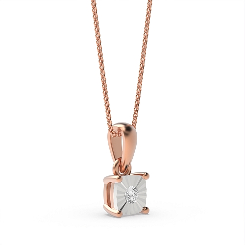 4 Prong Round Rose Gold Nova echo Delicate Pendant Necklaces