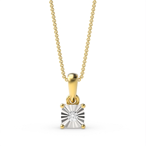 4 Prong Round Yellow Gold Nova echo Pendant Necklaces