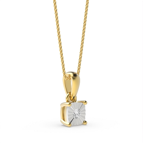 4 Prong Round Yellow Gold Nova echo Pendant Necklaces