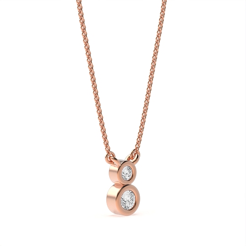 Bezel Setting Round Rose Gold Radiate Pendant Necklaces