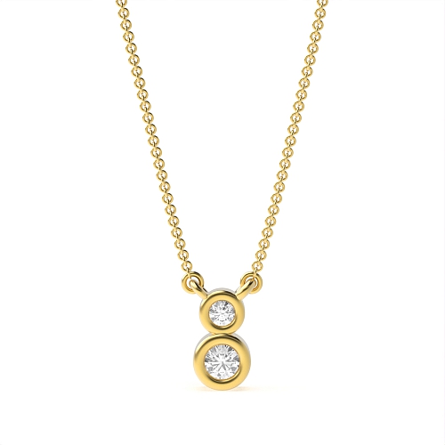 Bezel Setting Round Yellow Gold Radiate Pendant Necklaces