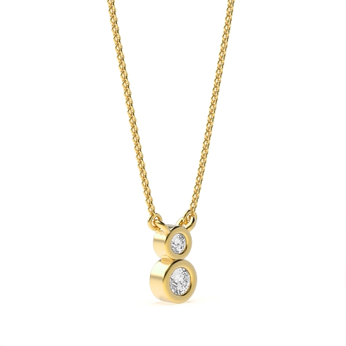Bezel Setting Round Yellow Gold Radiate Pendant Necklaces