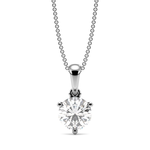 3 Prong Round Lab Grown Diamond Solitaire Pendant In Gold &Amp; Platinum